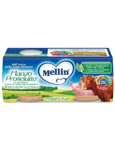 Mellin – Omogeneizzato Manzo Prosciutto E Verdure 2x80g Mellin
