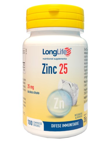 LONGLIFE ZINC 25MG 100CPR